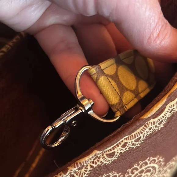 Brown and Yellow Crossbody Bag with Paisley Print - Picture 7 of 10